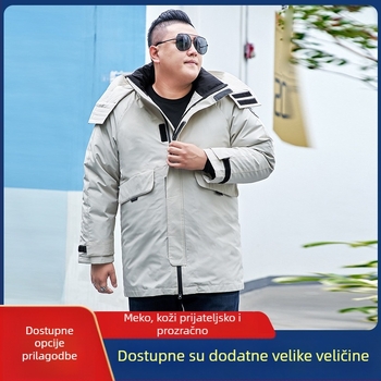 Muška jakna s perjem, plus veličine, srednje duljine, s uklonjivom podstavom, debeli radnički kaput 25