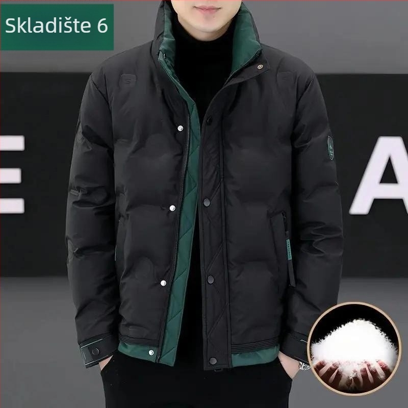 Muška kratka pernata jakna sa stojećim ovratnikom, casual stil, korejskog stila, uski kroj
