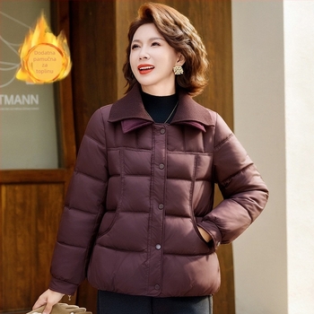 Ženska zimska jakna s punom od dutog vlakna, zatvarač, debela poliester tkanina (95%+), elegantan gradski stil, zima 2025