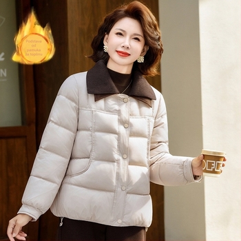 Ženska zimska jakna s punom od dutog vlakna, zatvarač, debela poliester tkanina (95%+), elegantan gradski stil, zima 2025