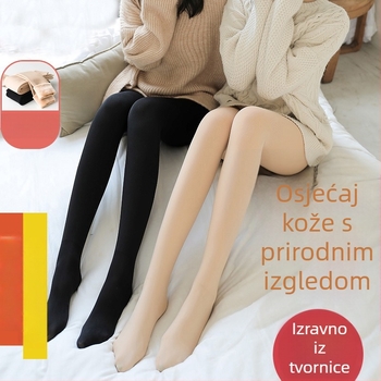 Ženski nude termalne hlače za jesen-zimu, s fleece podstavom, debele i tople, jedan komad