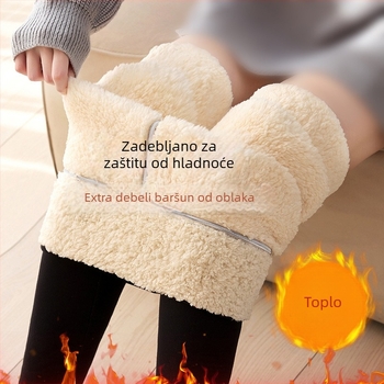 Ženske debeli flis legice za jesen/zimu, visok pojas, uski kroj, toplo, plus veličina
