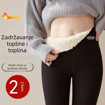 Ženske debeli flis legice za jesen/zimu, visok pojas, uski kroj, toplo, plus veličina