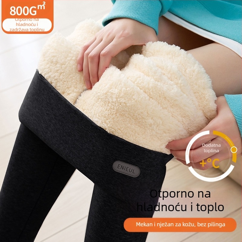Ženske debeli flis legice za jesen/zimu, visok pojas, uski kroj, toplo, plus veličina