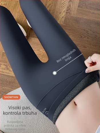 Ženske hlače s fleeceom u Shark stilu, uskog kroja, tople, duljina 9/10, jesen 2025