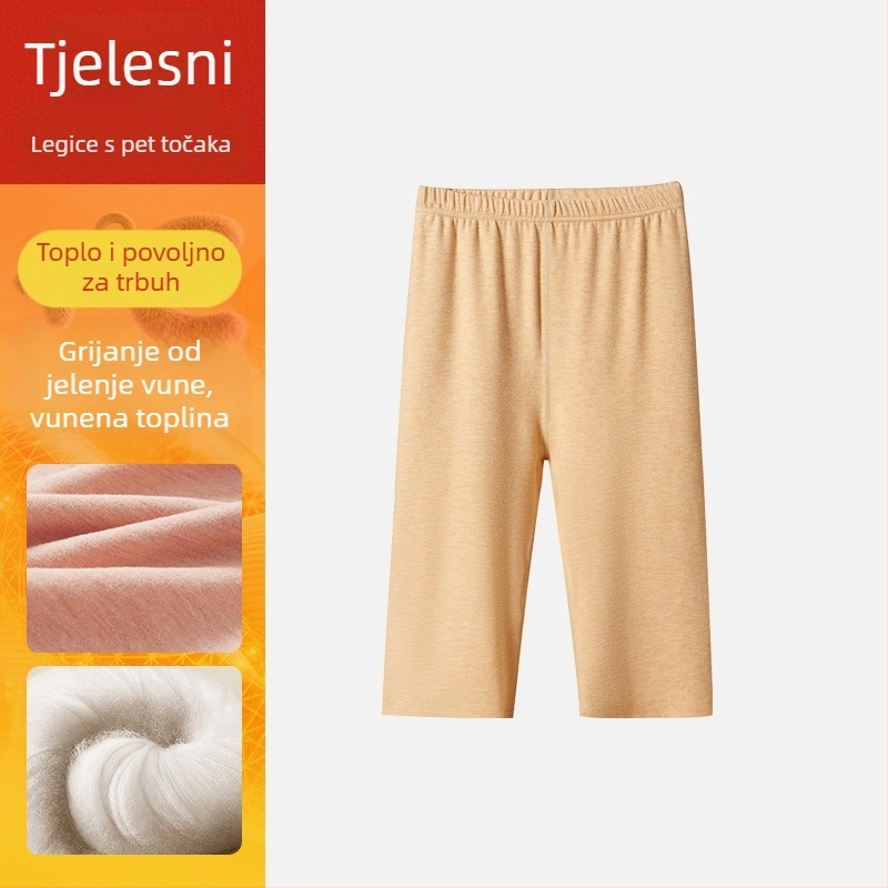 Ženski leging od vune i svile s fleec podstavom, topli za jesen i zimu, bez šavova