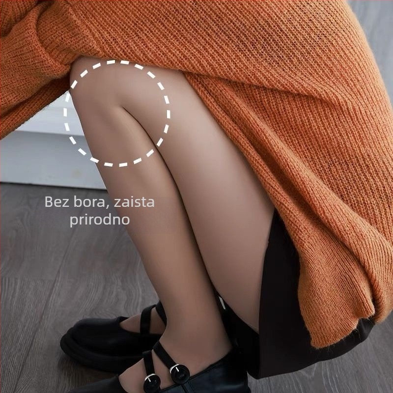 Ženske leggings s flisom u boji kože za jesen-zimu, oblikovanje silhuete, ženske tajice, pogodni za nošenje kao vanjski sloj, tople i debele