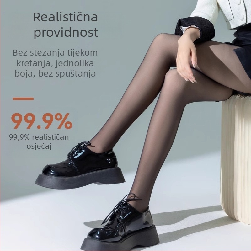 Najlon tajice s flisom za vanjsku upotrebu, crno-siva, debeli