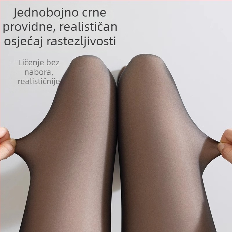 Najlon tajice s flisom za vanjsku upotrebu, crno-siva, debeli