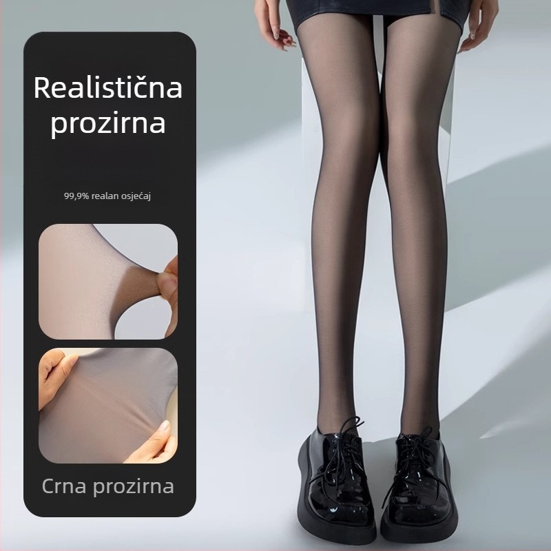 Najlon tajice s flisom za vanjsku upotrebu, crno-siva, debeli