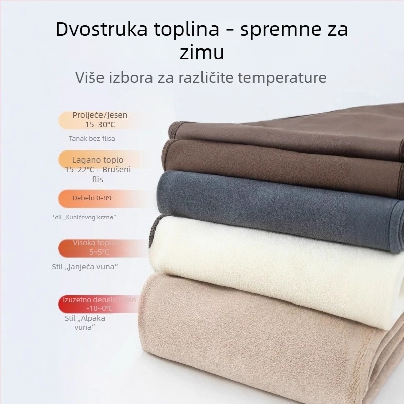 Ženske flis hlače s visokim strukom, tople i udobne, za jogu, pogodne za zimu, proljeće i jesen.