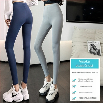 Damske Ice Silk krojene hlače – lagane, zaštita od sunca za proljeće i ljeto, fitness joga legging, novi 2025 model