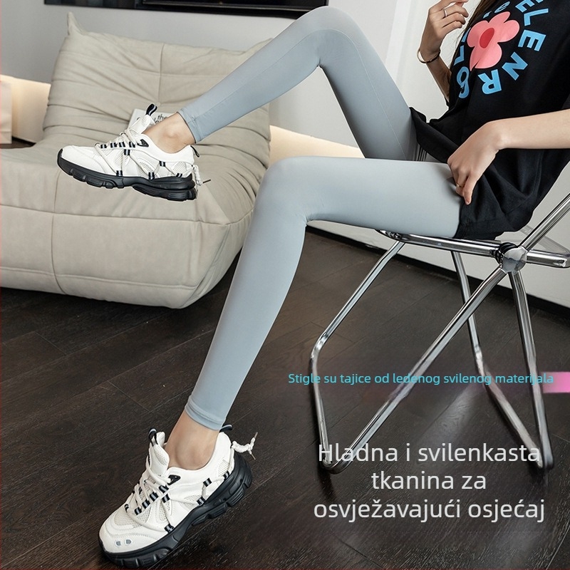 Damske Ice Silk krojene hlače – lagane, zaštita od sunca za proljeće i ljeto, fitness joga legging, novi 2025 model