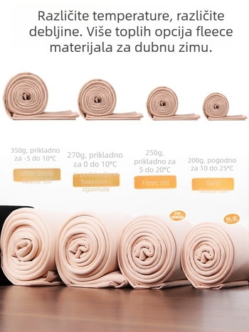 All-in-one termalne hlače s flis podstavom, mješavina najlona i spandeksa 80–90%, debele i tople, visoka elastičnost