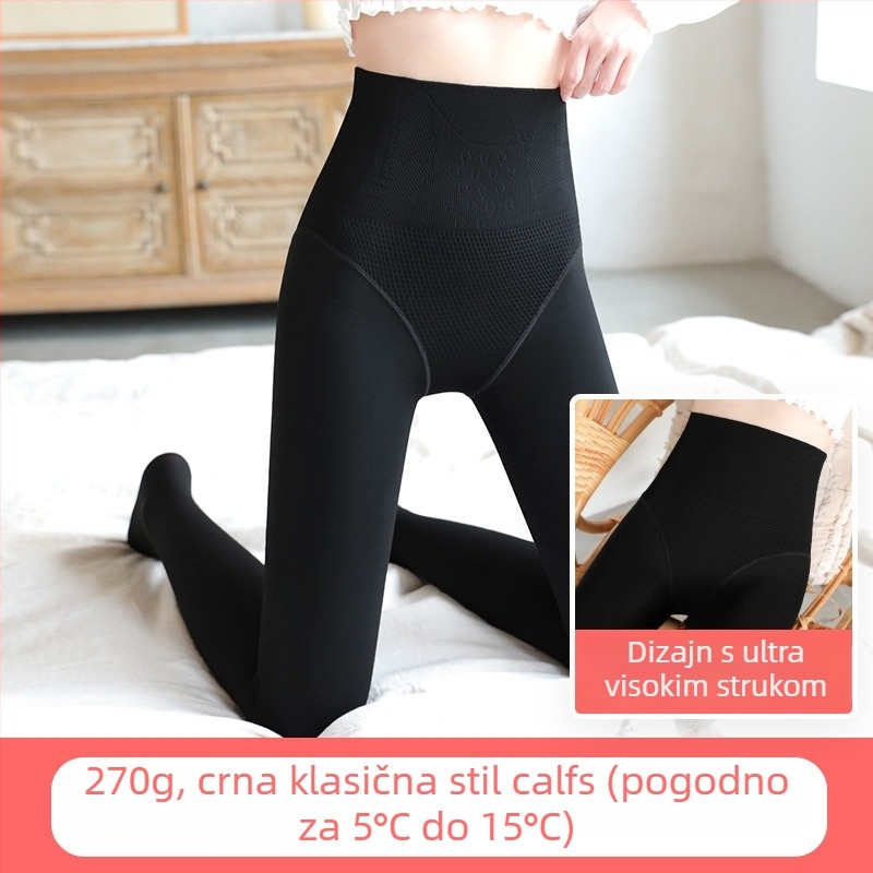 All-in-one termalne hlače s flis podstavom, mješavina najlona i spandeksa 80–90%, debele i tople, visoka elastičnost