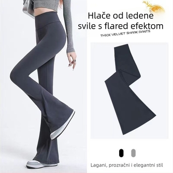 Hlače za jogu s visokim strukom, sužavajuće, zvonastog kroja, Shark stil