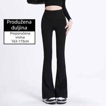 Hlače za jogu s visokim strukom, sužavajuće, zvonastog kroja, Shark stil
