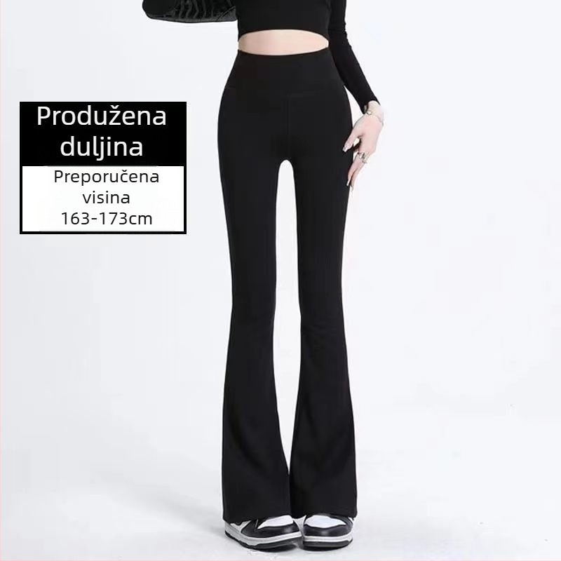 Hlače za jogu s visokim strukom, sužavajuće, zvonastog kroja, Shark stil