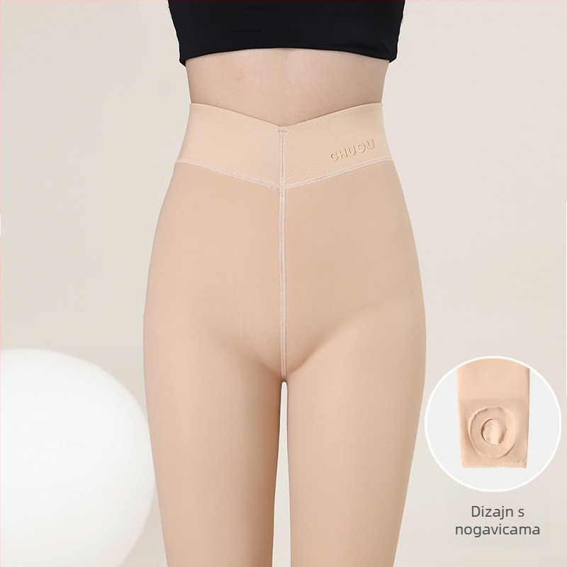 650 g flisom podstavljene debeli legging za sitne žene, boja kože, zimska toplina, podizanje stražnjice