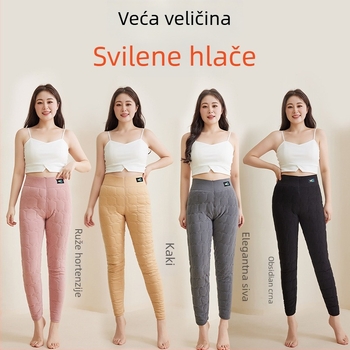Ženske termo tajice od svile i pamuka, podstavljene fleeceom, plus veličina, visokog stasa