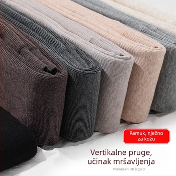 Ženske termo legice s trodimenzionalnom rebrastom pletenjem i uspravnim prugama, gusta kašmir mješavina za toplinu i vitkost