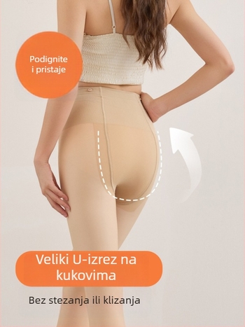 Kopčasti stil iluzije golih nogu, odvojive tijelo-boje tajice, dvostruko fleece podstavljeni leginzi, plus veličina