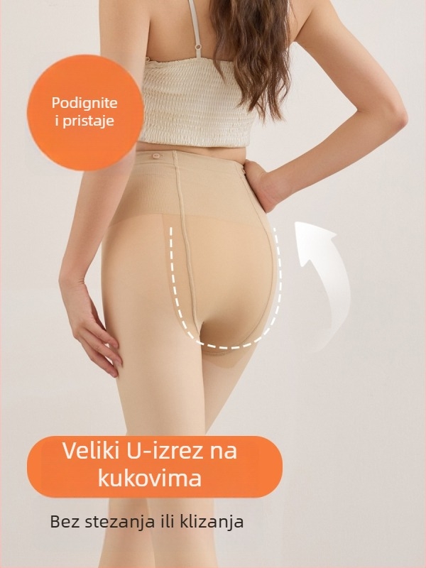 Kopčasti stil iluzije golih nogu, odvojive tijelo-boje tajice, dvostruko fleece podstavljeni leginzi, plus veličina