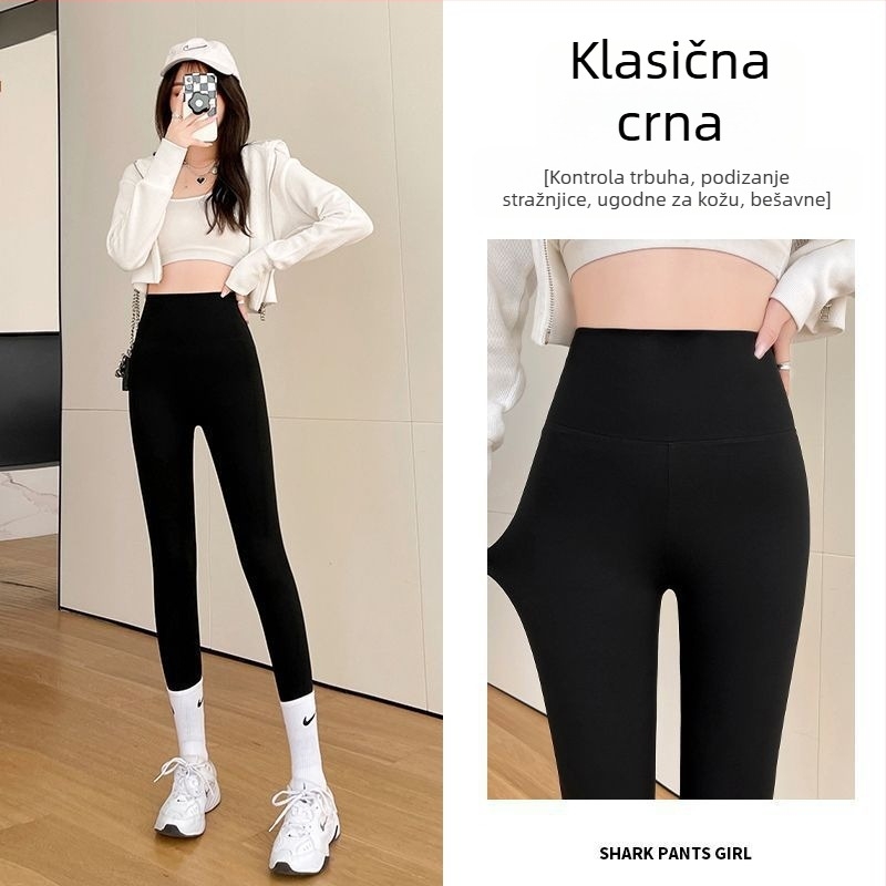 Ženske flis legice za jesen-zimu, uski kroj, kontrola trbuha
