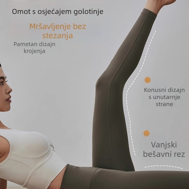 Ženske tajice s flis podstavom i visokim strukom, kontrola trbuha i podizanje stražnjice, uske joga hlače za proljeće