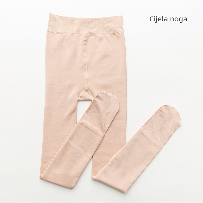 Leginge visokog struka s flis unutarnjom, imitacija najlona, debeli materijal, s nogavicama