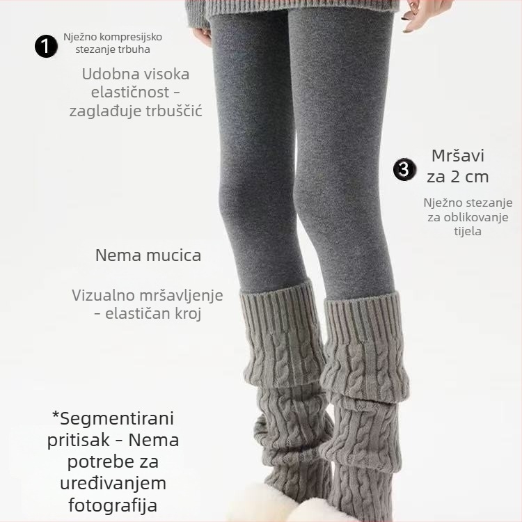 Zimske tople tajice s visokim strukom, jednobojne, s fleksom
