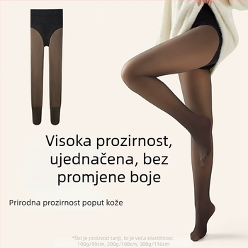 Crne čarape s fleksi podlogom, visoki pojas, kontrola trbuha, za jesen-zimu, efekt golih nogu