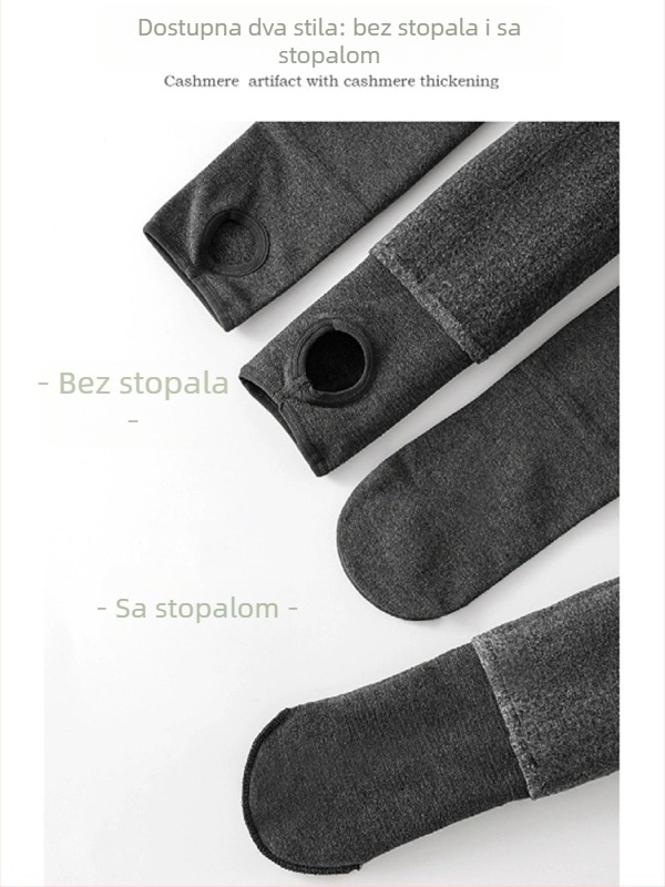 Ženske leggings s flisom za proljeće i jesen, debele i tople, crne ili sive, plus veličina, ne sklizavaju, mogu se nositi uz suknje