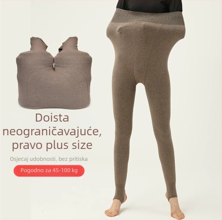 Plus veličine tople pamučne legice za oblikovanje trbuha, boja mlijeko-kava