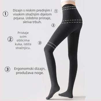 Ženske vunene hulahopke s daljinskim infracrvenim zagrijavanjem, vertikalne pruge, lagana kompresija, efekt vitkosti, jednobojne, debele, čvrsto drže na mjestu.