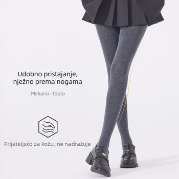 Landa tajice od merino vune, visoki struk, tople i mekane, s flis podstavom, sive crne, za jesen i zimu