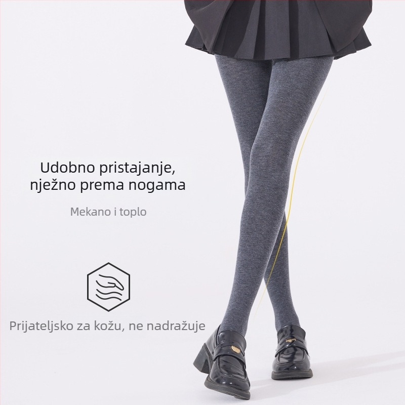 Landa tajice od merino vune, visoki struk, tople i mekane, s flis podstavom, sive crne, za jesen i zimu