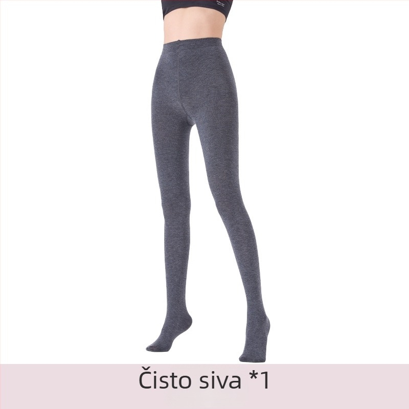Landa tajice od merino vune, visoki struk, tople i mekane, s flis podstavom, sive crne, za jesen i zimu