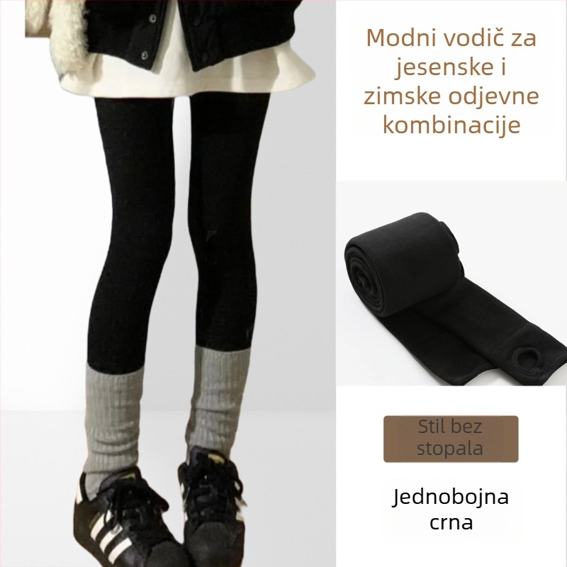 Ženski debeli pamučni tajci s fleesom iznutra, topli, oblikuju tijelo, podižu zadnjicu, prekriveni stopala