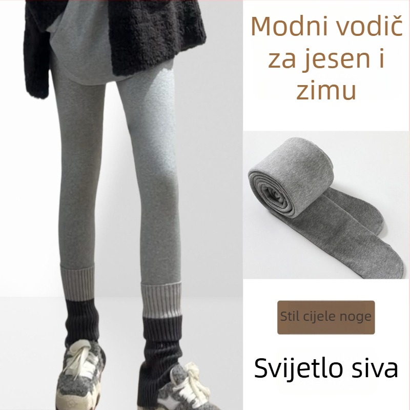 Ženski debeli pamučni tajci s fleesom iznutra, topli, oblikuju tijelo, podižu zadnjicu, prekriveni stopala