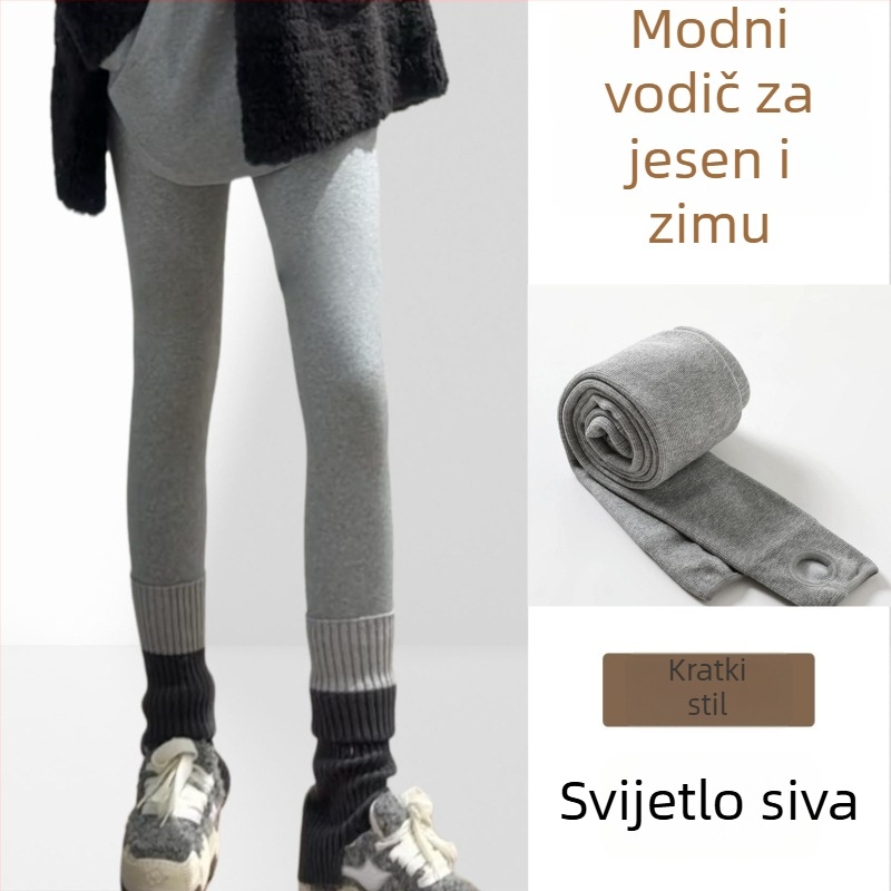 Ženski debeli pamučni tajci s fleesom iznutra, topli, oblikuju tijelo, podižu zadnjicu, prekriveni stopala