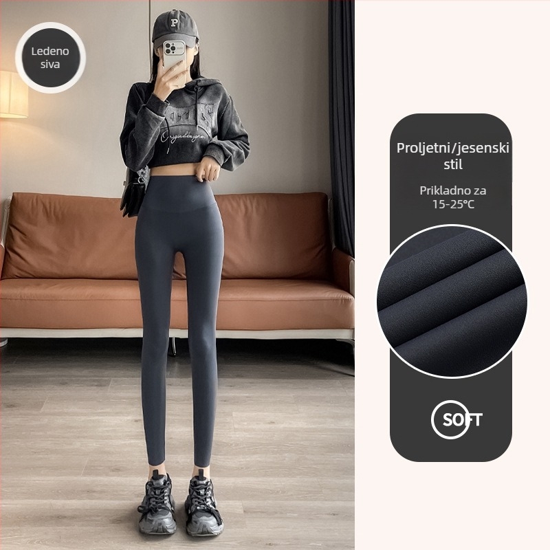 Shark stil legginse visokog struka, podizanje stražnjice, fleece podstava, za jogu, za proljeće, jesen i zimu