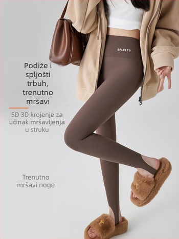 Ženske zimske tajice s flis podstavom, Shark stil, visoki pojas, kontrola trbuha, za jogu