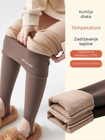 Ženske zimske tajice s flis podstavom, Shark stil, visoki pojas, kontrola trbuha, za jogu
