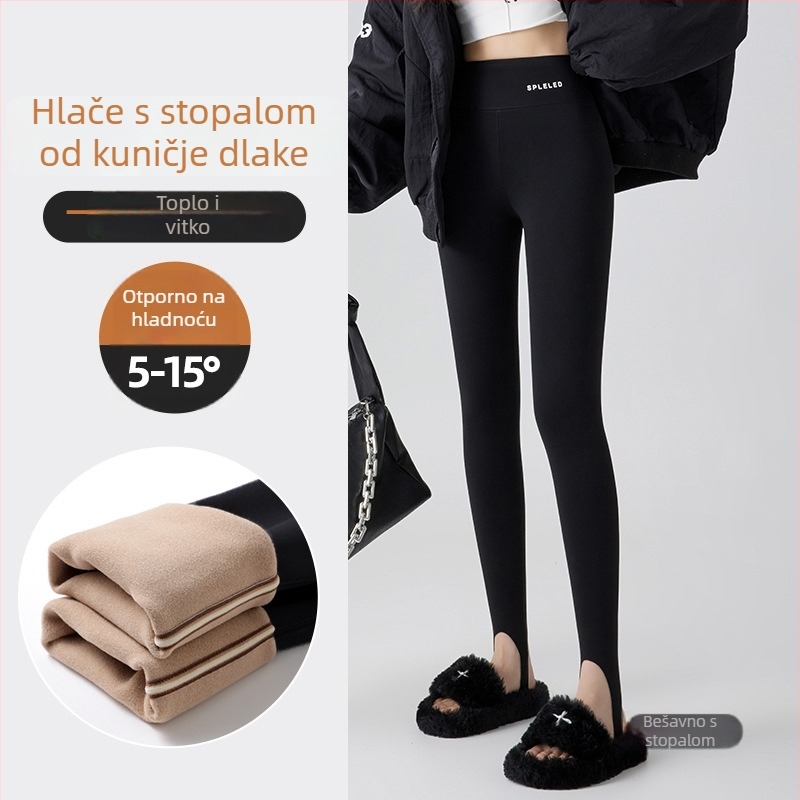 Ženske zimske tajice s flis podstavom, Shark stil, visoki pojas, kontrola trbuha, za jogu