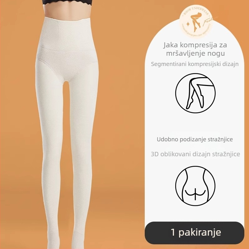 Žene sive visoke pojas leggins s uzorkom riblje kosti, jesensko-zimska, oblikujuće kompresijske legice