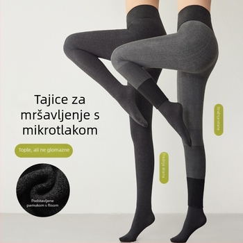 Jesensko-zimske debele kompresijske legice za žene, visoki pojas za kontrolu trbuha i podizanje stražnjice