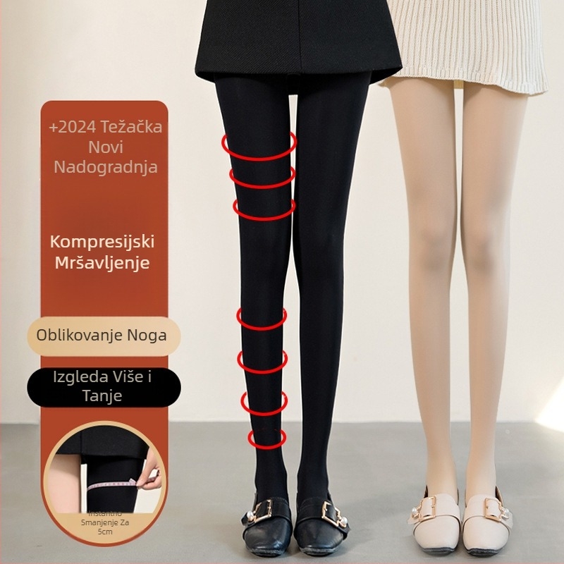 Najlon čarape za dizanje stražnjice, oblikovanje, s flisom za toplinu, jednobojne