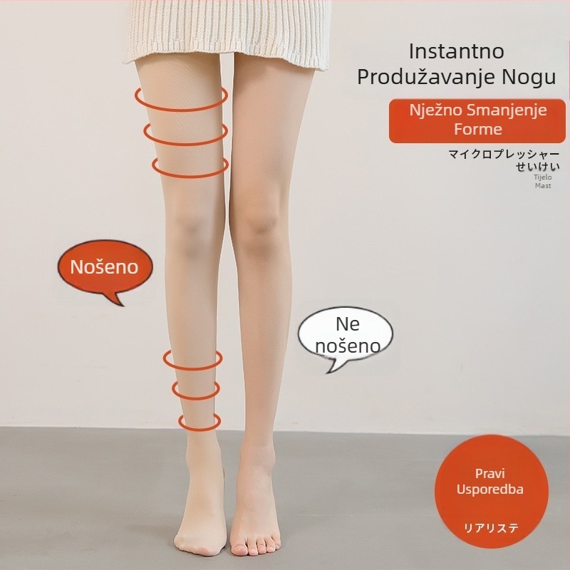 Najlon čarape za dizanje stražnjice, oblikovanje, s flisom za toplinu, jednobojne