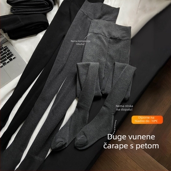 Čarape-hlače od vunene smjese, s fleecem, debele i tople za jesen-zimu, s nogavicama, vizualno sužavajući efekt